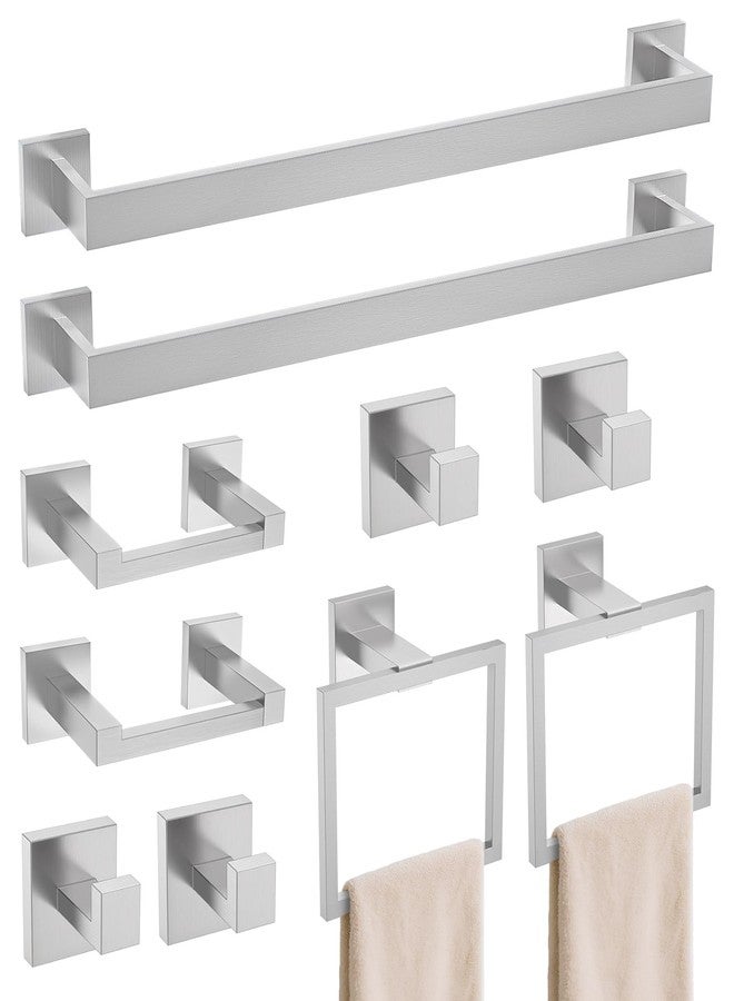 TURS 10-Piece Bathroom Hardware Accessories Set Brushed Nickel Towel Bar Holder Set SUS304 Stainless Steel Towel Racks for Bathroom Wall Mounted, 23.6-Inch - Image 1